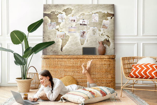 Cork memo board World map