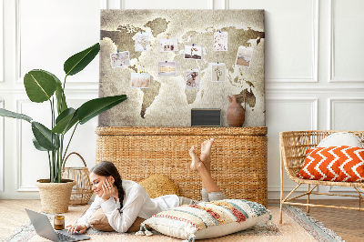 Cork memo board World map