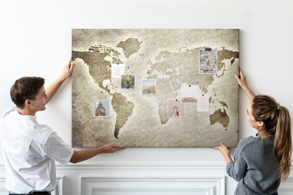 Cork memo board World map
