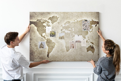 Cork memo board World map