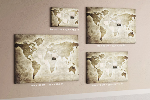 Cork memo board World map