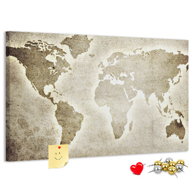 Cork memo board World map