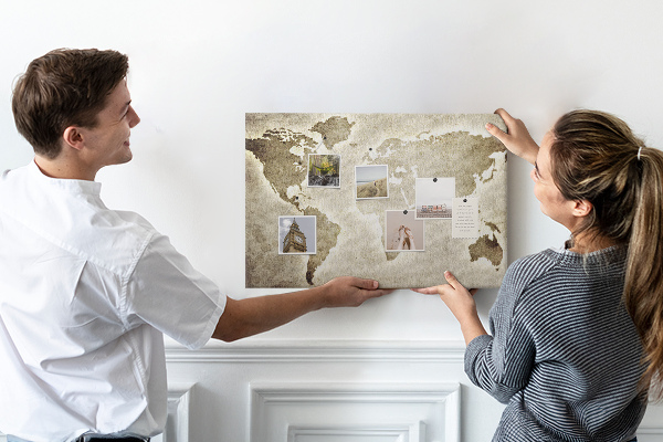 Cork memo board World map
