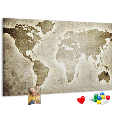 Cork memo board World map