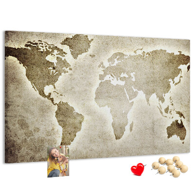 Cork memo board World map