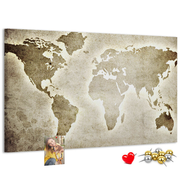Cork memo board World map