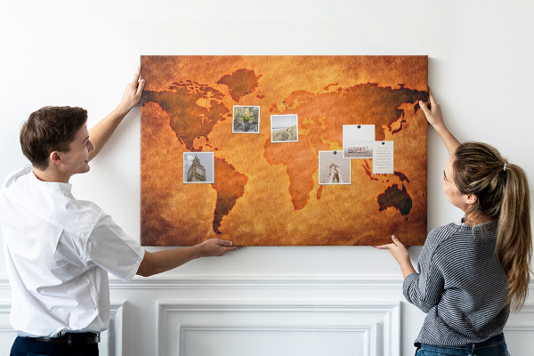 Cork board Large world map