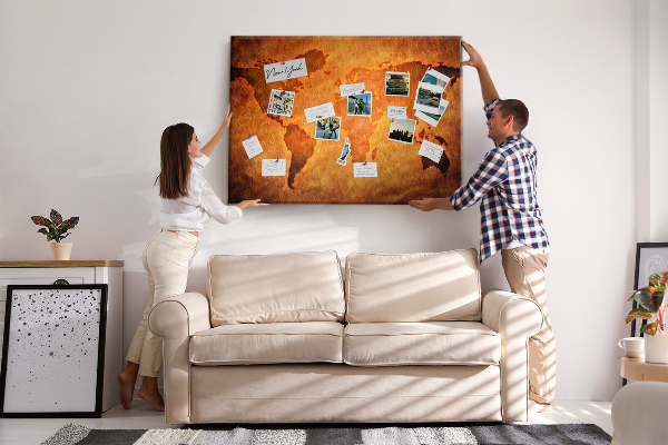 Cork board Large world map