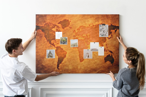 Cork board Large world map