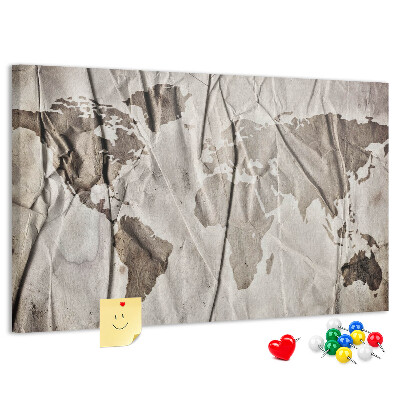 Cork display board World map pattern