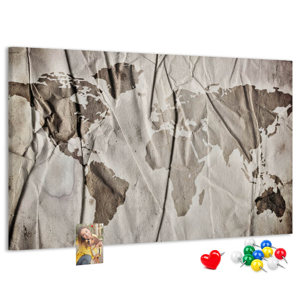 Cork display board World map pattern