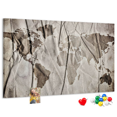 Cork display board World map pattern