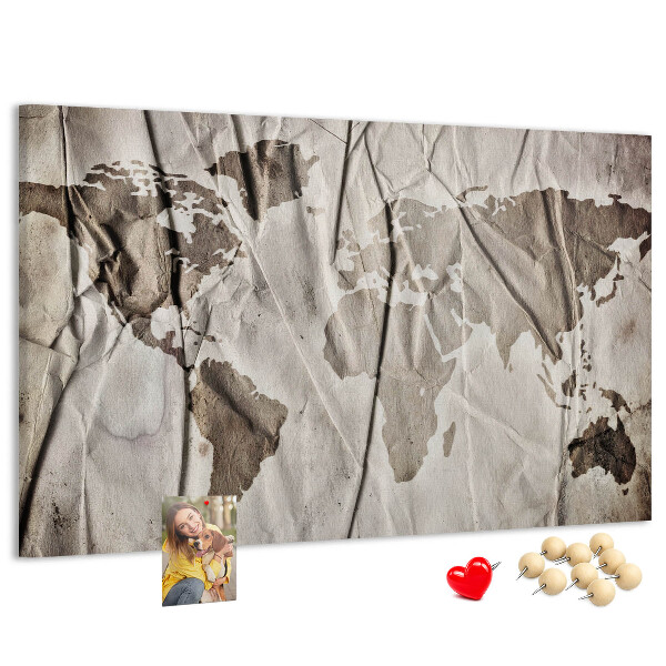 Cork display board World map pattern