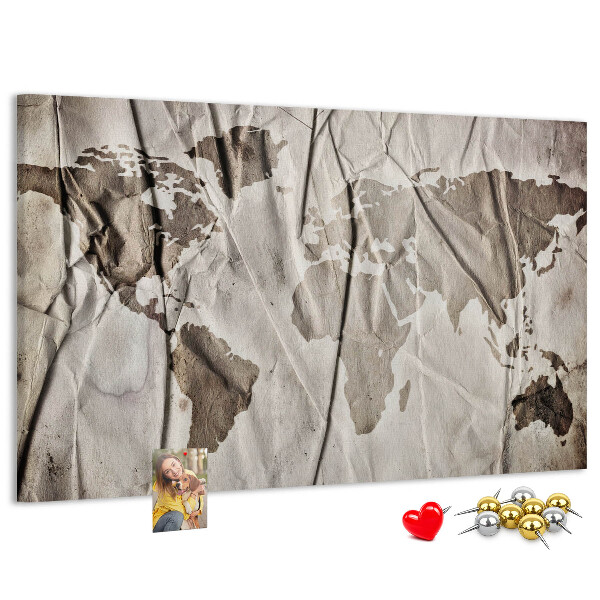 Cork display board World map pattern