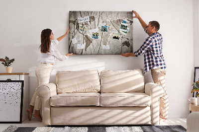 Cork display board World map pattern