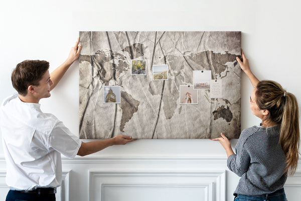 Cork display board World map pattern