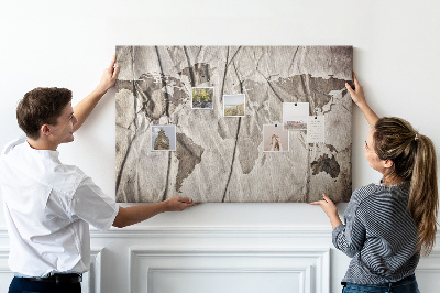 Cork display board World map pattern