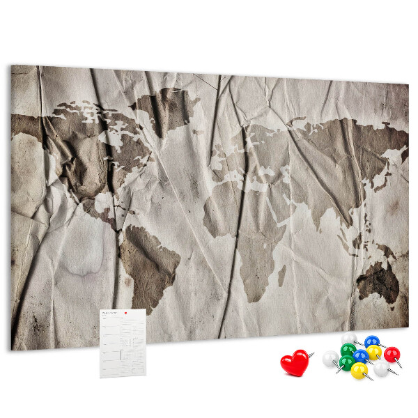 Cork display board World map pattern