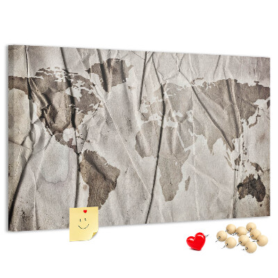 Cork display board World map pattern