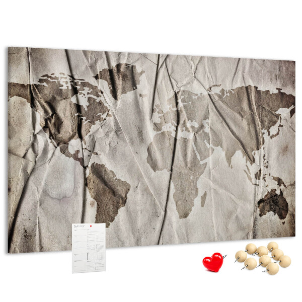 Cork display board World map pattern