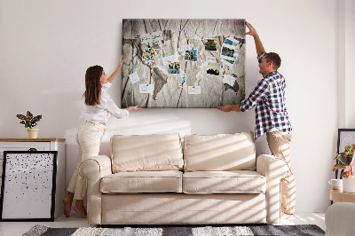 Cork display board World map pattern