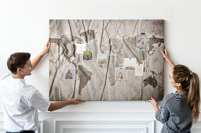 Cork display board World map pattern
