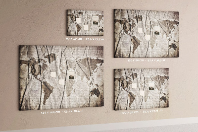 Cork display board World map pattern