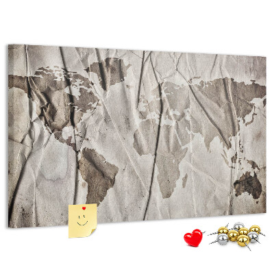 Cork display board World map pattern