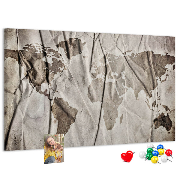 Cork display board World map pattern