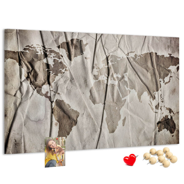 Cork display board World map pattern