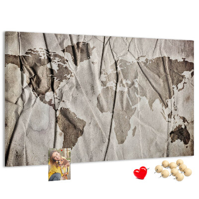 Cork display board World map pattern