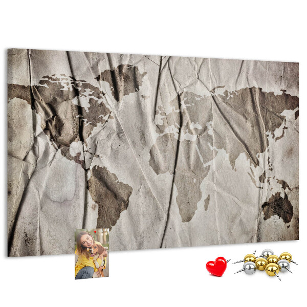 Cork display board World map pattern