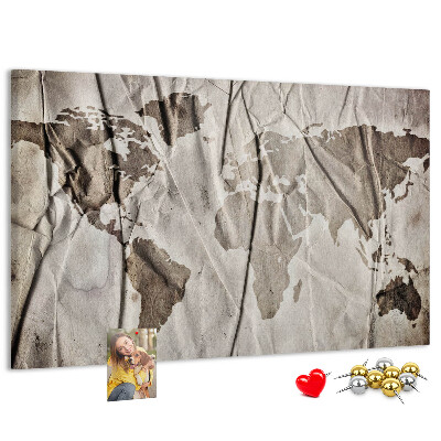 Cork display board World map pattern