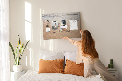 Cork display board Beach quote