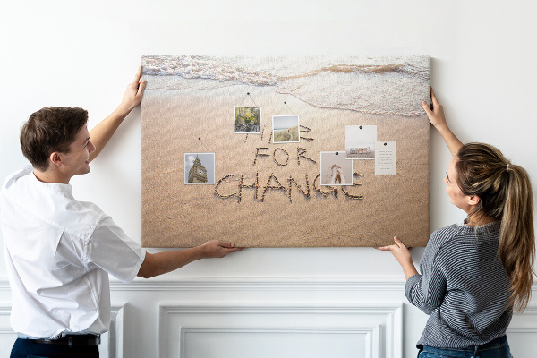 Cork display board Beach quote