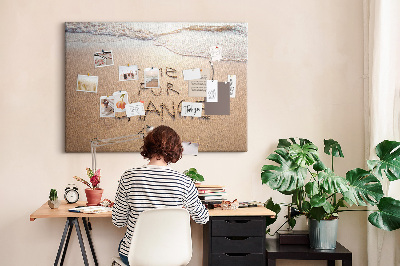 Cork display board Beach quote
