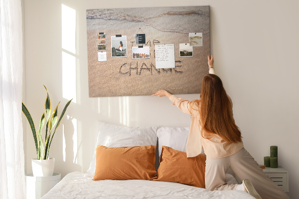 Cork display board Beach quote
