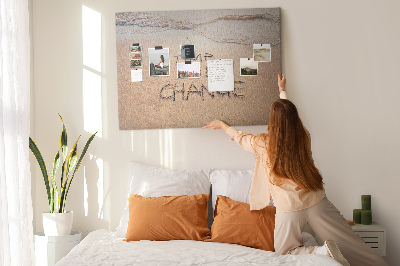 Cork display board Beach quote