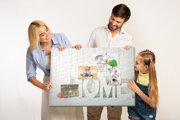 Cork memo board Home lettering