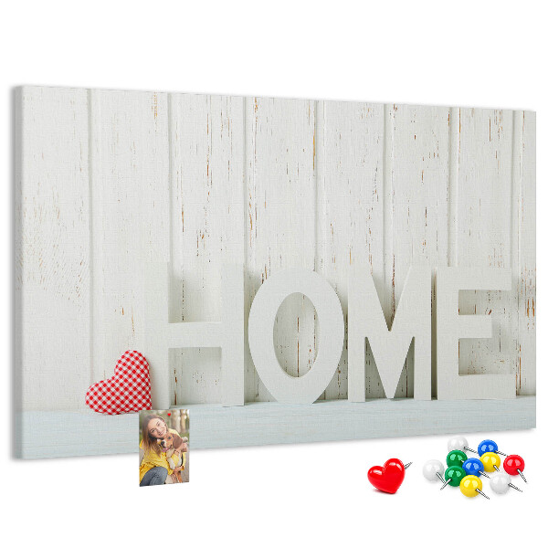 Cork memo board Home lettering