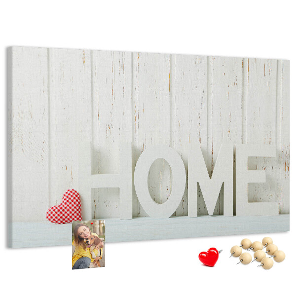 Cork memo board Home lettering