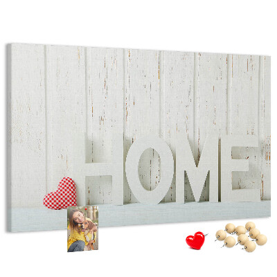 Cork memo board Home lettering