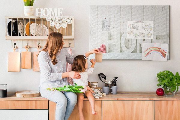 Cork memo board Home lettering