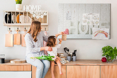 Cork memo board Home lettering