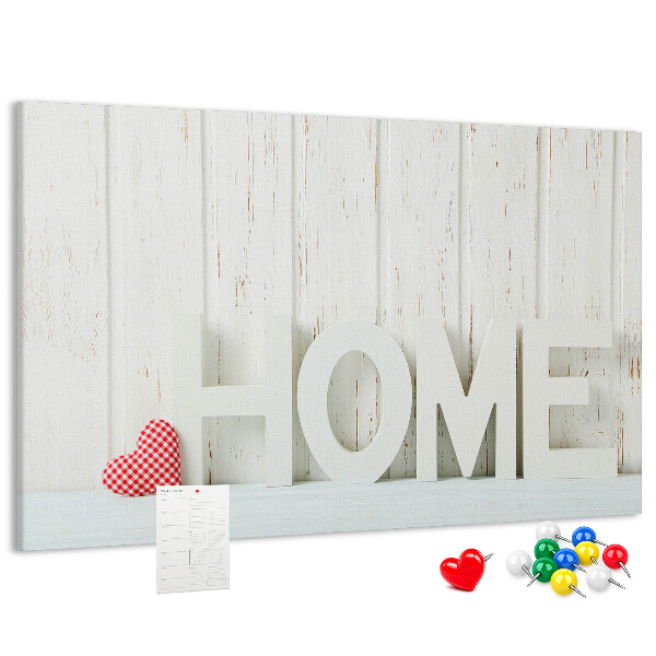 Cork memo board Home lettering