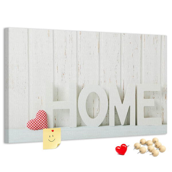 Cork memo board Home lettering