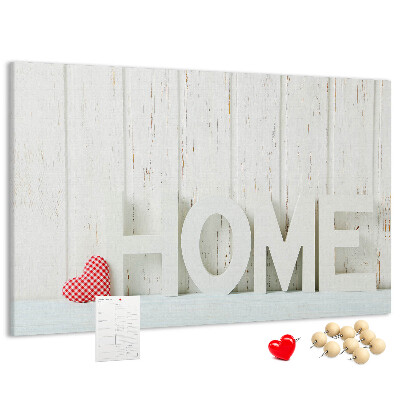 Cork memo board Home lettering