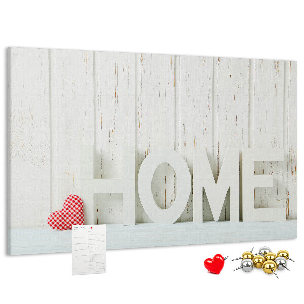 Cork memo board Home lettering