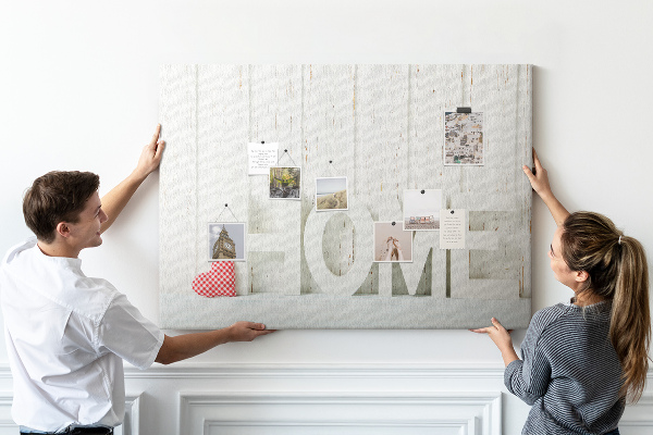 Cork memo board Home lettering