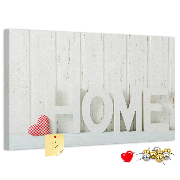 Cork memo board Home lettering